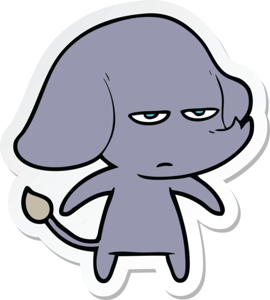 Bir insan tarafından çizilmiş kızgın bir filin çıkartması.