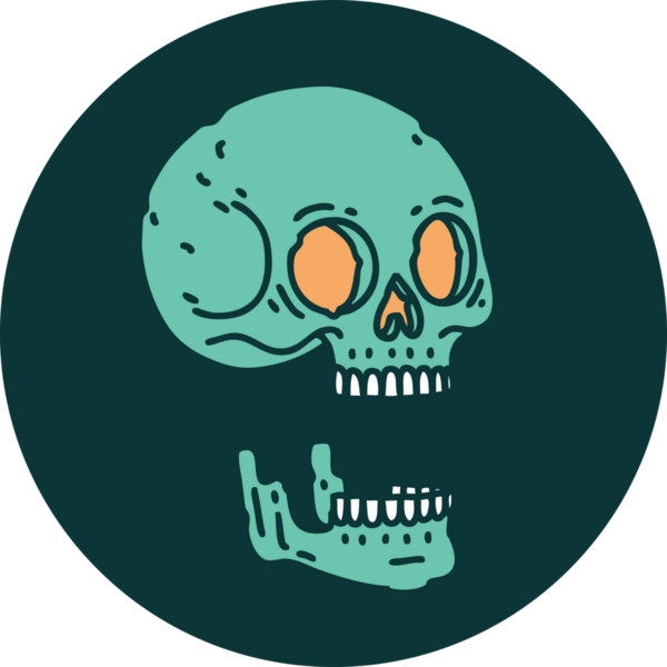 Bir insan tarafından çizilmiş bir kafatasının ikonik dövme şekli