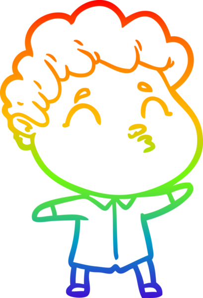 Gökkuşağı gradyan çizgi çizimi bir insan tarafından çizilen bir çizgi film adamı