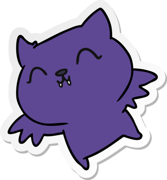 Bir insan tarafından çizilmiş kawaii yarasasının serbest sticker karikatürü.