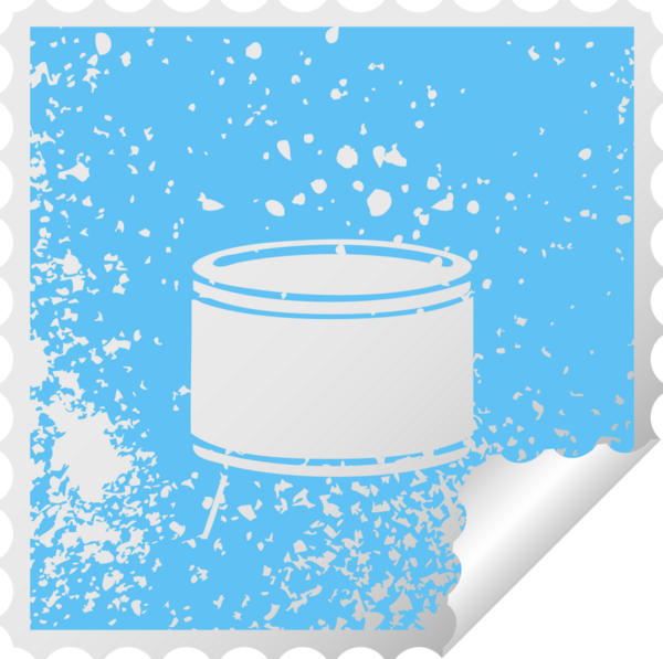 Bir insan tarafından çizilmiş davulun kare soyulmuş çıkartması.