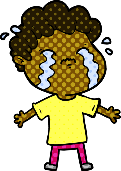 Bir insan tarafından çizilmiş ağlayan çizgi film adamı.