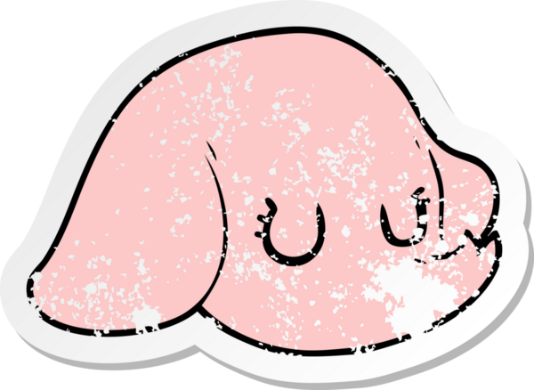 Bir insan tarafından çizilmiş fil suratlı karikatür çıkartması.