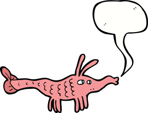 Bir insan tarafından çizilmiş konuşma balonlu karides.