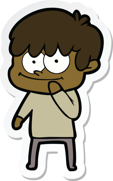 Bir insan tarafından çizilmiş mutlu bir çizgi film karakterinin çıkartması.