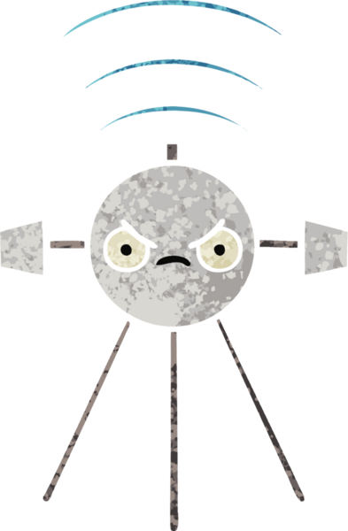 Bir insan tarafından çizilmiş bir uydunun retro çizim tarzı karikatürü