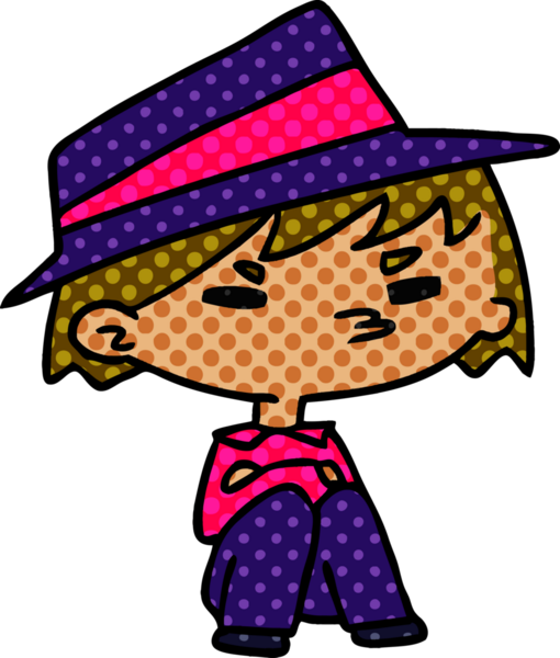 Bir kawaii 'nin insan tarafından çizilmiş şirin bir çocuk çizimi.