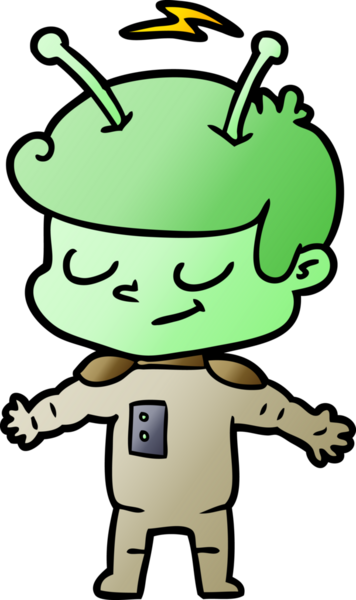 Bir insan tarafından çizilmiş dost canlısı çizgi film uzay adamı.