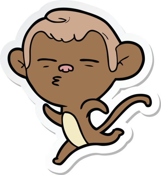 Bir insan tarafından çizilmiş şüpheli bir maymunun çıkartması.