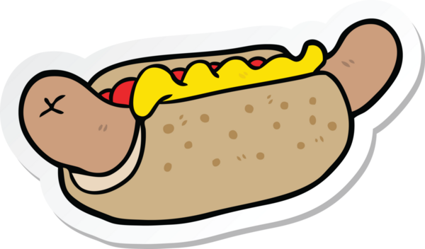 Bir insan tarafından çizilmiş bir sosislinin çıkartması.