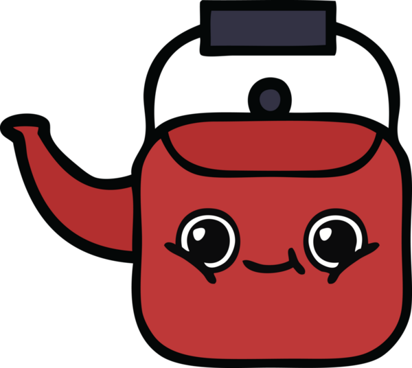 Bir insan tarafından çizilmiş tatlı bir çaydanlık karikatürü.