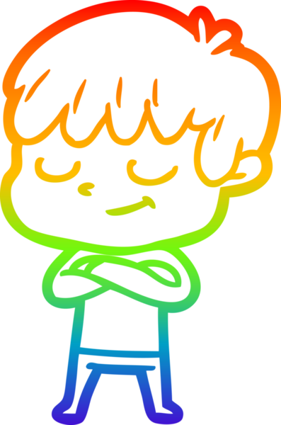 gökkuşağı gradyan çizgi çizimi bir insan tarafından çizilmiş mutlu bir çocuk