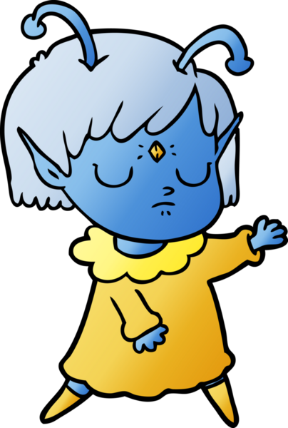 Bir insan tarafından çizilmiş uzaylı kız.