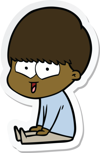 Bir insan tarafından çizilmiş mutlu bir çocuğun çıkartması.