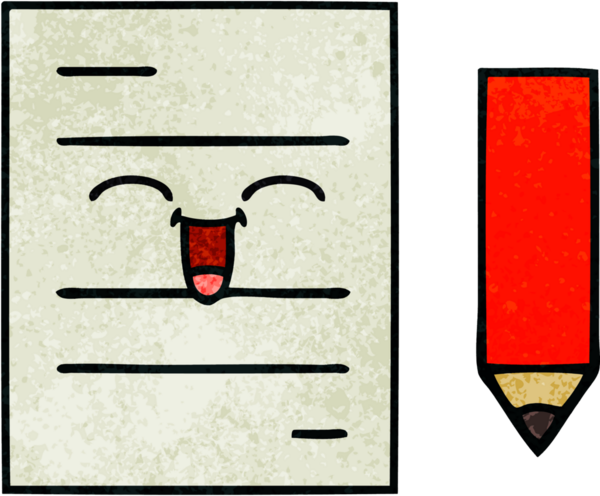 Bir insan tarafından çizilmiş bir test kağıdının retro grunge desen karikatürü