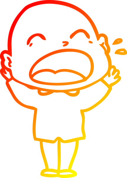 Bir insan tarafından çizilmiş kel adam diye bağıran çizgi film çizimi.