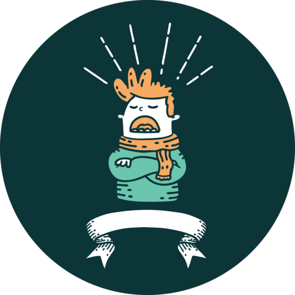 Bir insan tarafından çizilmiş eşarp takan dövme stili bir adamın simgesi