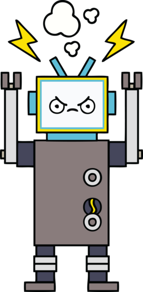 Bir insan tarafından çizilmiş sevimli bir robot karikatürü.