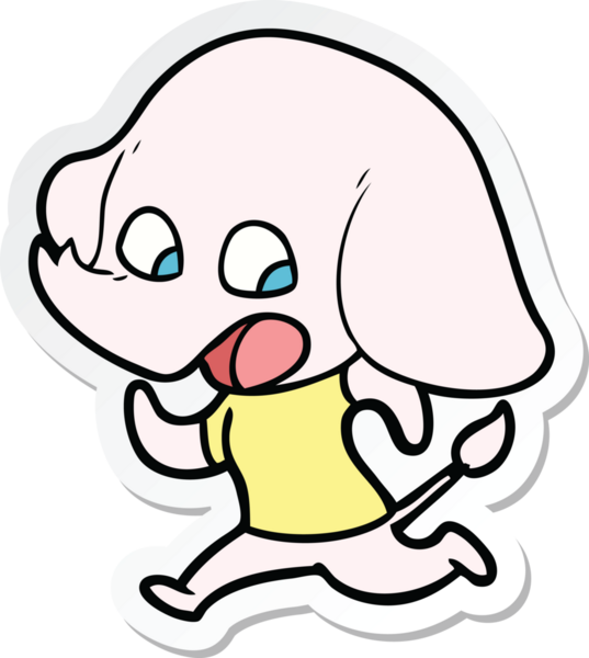 Bir insan tarafından çizilmiş şirin bir fil çıkartması.