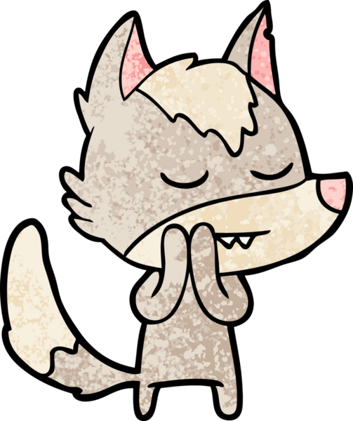 Bir insan tarafından çizilmiş dost canlısı bir kurt.