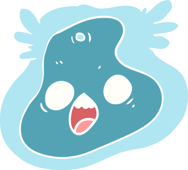 Bir insan tarafından çizilmiş düz renk çizgi film mikrobu