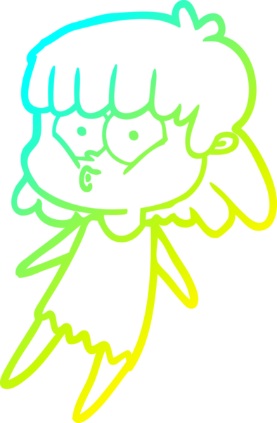 Bir insan tarafından çizilen ıslık çalan bir kızın soğuk gradyan çizgisi.