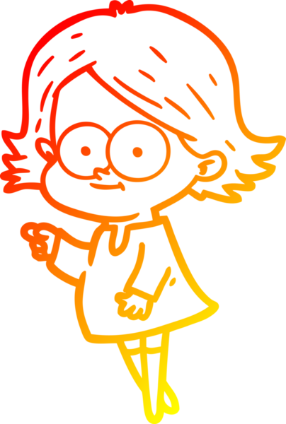 Bir insan tarafından çizilmiş mutlu bir çizgi film kızı çizimi