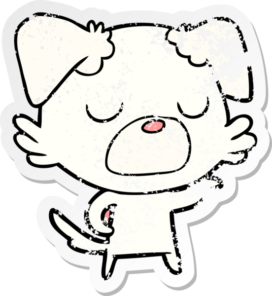 Bir insan tarafından çizilmiş bir karikatür köpeğinin sıkıntılı çıkartması.