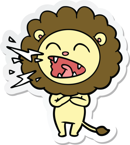 Bir insan tarafından çizilmiş kükreyen aslanın çıkartması.