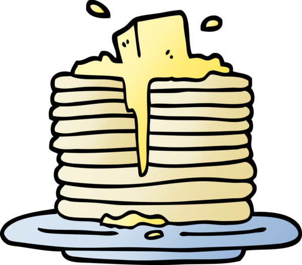vektör gradyan çizim karikatür tereyağı bir insan tarafından çizilmiş krepler üzerinde eriyor