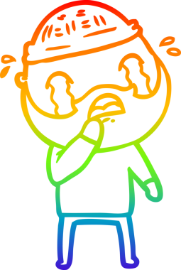 Bir insan tarafından çizilmiş ağlayan sakallı bir adamın çizimi.