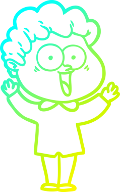 Bir insan tarafından çizilmiş mutlu bir adamın soğuk çizgi çizimi.