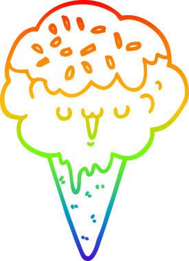 gökkuşağı gradyanı çizimi bir insan tarafından çizilmiş dondurma çizgi filmi