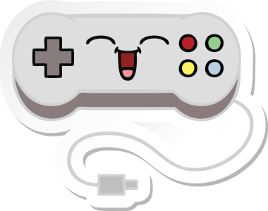 Bir insan tarafından çizilmiş şirin bir çizgi film oyun denetleyicisinin çıkartması