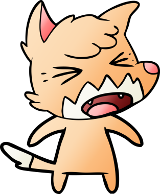 Bir insan tarafından çizilmiş kızgın çizgi film tilkisi.