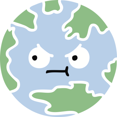 Bir insan tarafından çizilmiş düz renkli bir yeryüzü çizgi filmi.