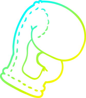 Bir insanın çizdiği çizgi film boks eldiveninin soğuk gradyan çizgisi.