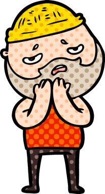 Bir insan tarafından çizilmiş sakallı endişeli bir adam.