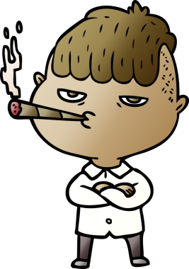 Bir insan tarafından çizilmiş sigara içen karikatürist.