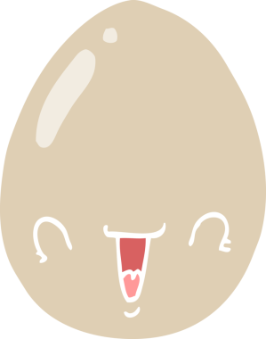 Bir insan tarafından çizilmiş düz renkli çizgi film yumurtası.