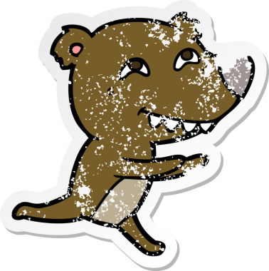 Bir insan tarafından çizilmiş karikatür ayısının sıkıntılı çıkartması.