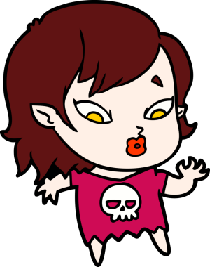 Bir insan tarafından çizilmiş şirin vampir kız çizgi filmi.