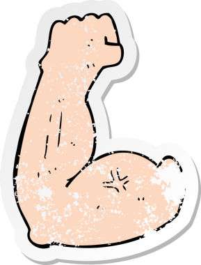 Bir insan tarafından çizilmiş esnek pazı karikatürünün gerilmiş retro yapıştırması