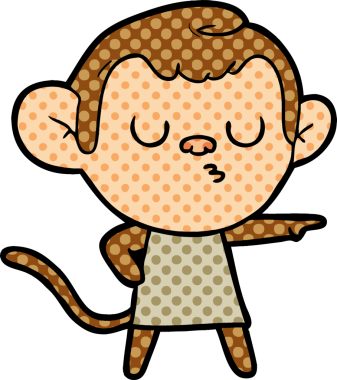 Bir insan tarafından çizilmiş sakin maymun çizgi filmi.