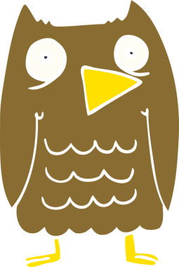 Bir insan tarafından çizilmiş komik karikatür baykuşu.