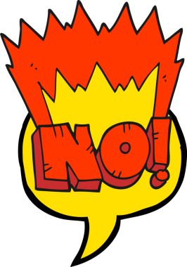 Serbest konuşma balonu çizgi filmi HAYIR! Bir insan tarafından çizilmiş bağır