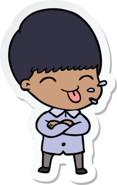 Bir insan tarafından çizilmiş bir çizgi film karakterinin çıkartması.