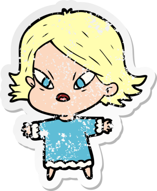 Bir insan tarafından çizilmiş stresli bir karikatür çıkartması.