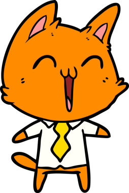 Bir insan tarafından çizilmiş mutlu çizgi film kedisi.