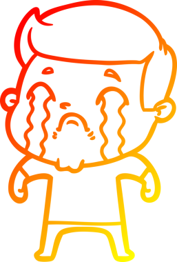 Bir insan tarafından çizilmiş ağlayan bir çizgi film karakteri çizimi.